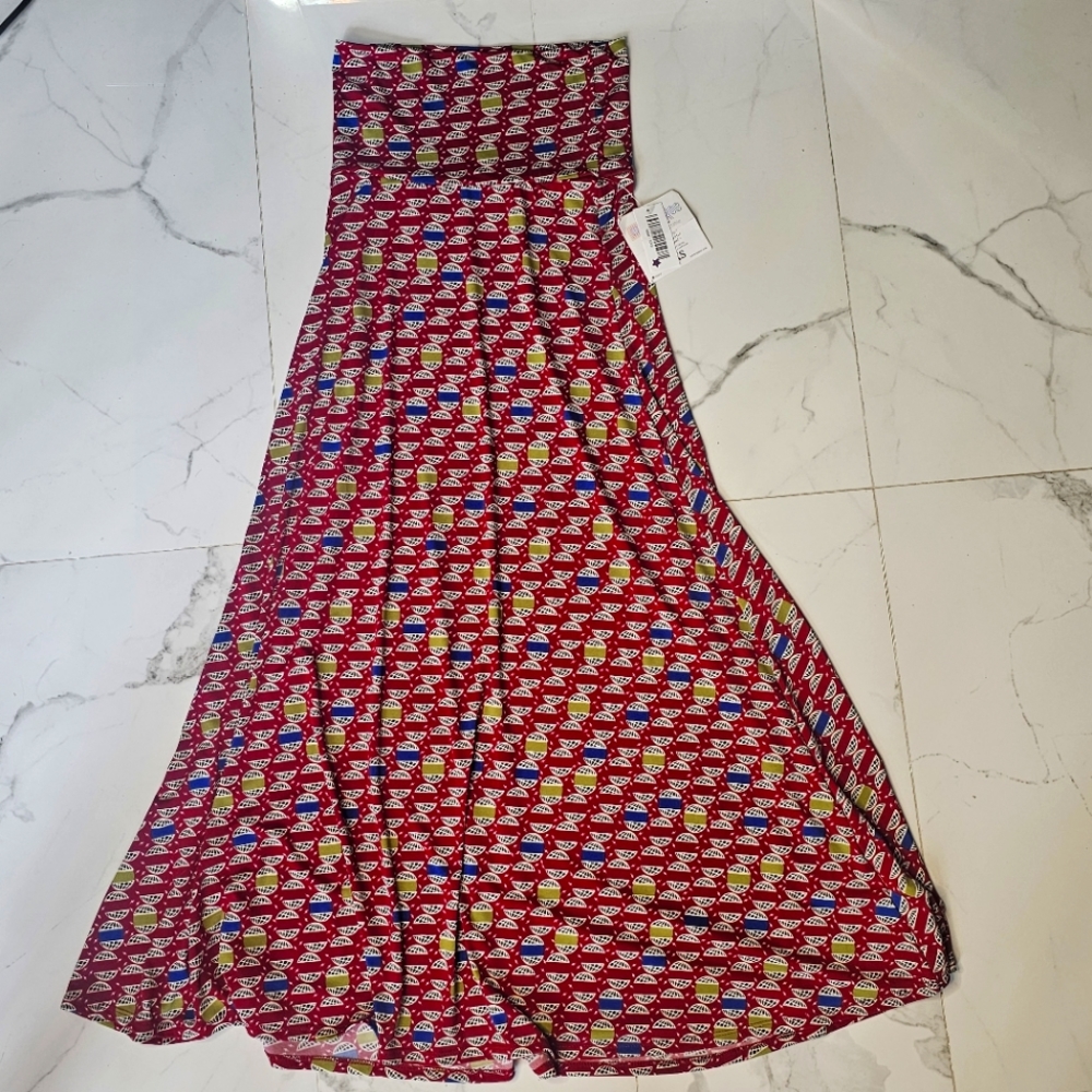NWT LuLaRoe XXS Summer Red Pattern Maxi Skirt